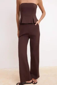 TRENDYOLMİLLA Brown Weaving Bottom - Top Set - Image 3