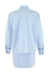 TRENDYOLMİLLA Mavi Embroidery Detailed Shirt Double breasted Skirt Weaving Bottom - Top Set - Image 8