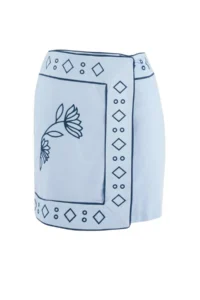 TRENDYOLMİLLA Mavi Embroidery Detailed Shirt Double breasted Skirt Weaving Bottom - Top Set - Image 9