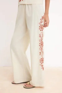 TRENDYOLMİLLA Multicolored Boncuk Embroidered Blouse Wide Leg Thin Dress Pants Weaving Bottom - Top Set - Image 3