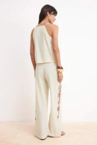 TRENDYOLMİLLA Multicolored Boncuk Embroidered Blouse Wide Leg Thin Dress Pants Weaving Bottom - Top Set - Image 4