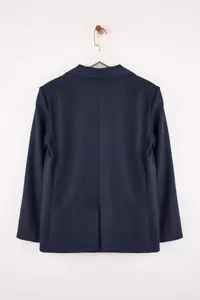 TRENDYOLMİLLA Navy Blue Kendinden Striped Regular/Normal Pattern Weaving Lined padded Blazer Jacket - Image 6