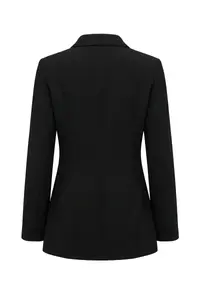 TRENDYOLMİLLA Black Dog collar Closure Detailed Fitted Lined padded Blazer Jacket - Image 6