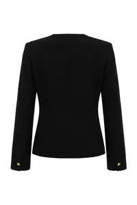 TRENDYOLMİLLA Black Square Neck Accessory buttoned Fitted/Lined Blazer Jacket - Image 7