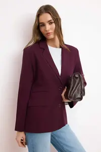 TRENDYOLMİLLA TRENDYOLMiLLA Wardrobe Essentials – Plum Pocket Detail Blazer Jacket | - Image 2