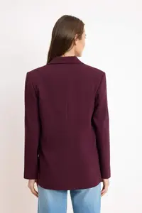 TRENDYOLMİLLA TRENDYOLMiLLA Wardrobe Essentials – Plum Pocket Detail Blazer Jacket | - Image 4