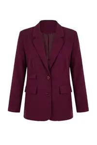 TRENDYOLMİLLA TRENDYOLMiLLA Wardrobe Essentials – Plum Pocket Detail Blazer Jacket | - Image 5
