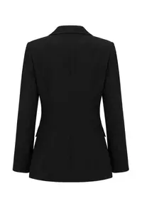 TRENDYOLMİLLA Black Sleeves Eyelet Detailed Weaving Fitted Blazer Jacket - Image 7