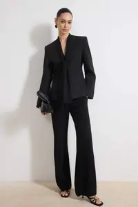 TRENDYOLMİLLA Black Siphon Shawl Detailed Lace Closure Fitted Weaving Blazer Jacket - Image 3