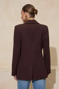 TRENDYOLMİLLA Dark Brown Aksesuar buttoned Regular/Normal Pattern Weaving Blazer Jacket - Image 7