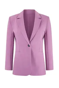 TRENDYOLMİLLA Limited Edition Lilac Fitted Pattern Lined padded Weaving Blazer Jacket - Image 11