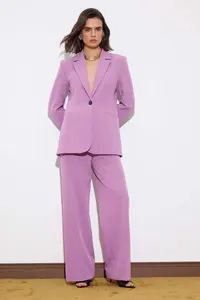 TRENDYOLMİLLA Limited Edition Lilac Fitted Pattern Lined padded Weaving Blazer Jacket - Image 4