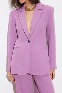 TRENDYOLMİLLA Limited Edition Lilac Fitted Pattern Lined padded Weaving Blazer Jacket - Image 5