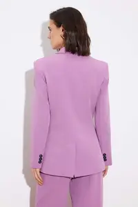 TRENDYOLMİLLA Limited Edition Lilac Fitted Pattern Lined padded Weaving Blazer Jacket - Image 7