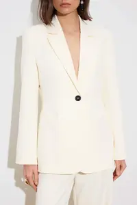 TRENDYOLMİLLA Limited Edition Off White Fitted Weaving Blazer Jacket - Image 3