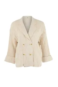 TRENDYOLMİLLA White Muslin Unlined Tek Bodysuit Oversized Jacket