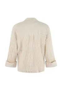 TRENDYOLMİLLA White Muslin Unlined Tek Bodysuit Oversized Jacket - Image 2