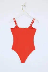 TRENDYOLMİLLA Pomegranate Blossom Fitted Cowl Neck Sleeveless Accessory Detailed snaps Flexible Knitting Bodysuit .D.00006 - Image 2
