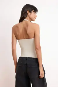TRENDYOLMİLLA Stone Fitted Cowl Neck Sleeveless Low-cut back snaps Polyamide Knitting Bodysuit .D.00011 - Image 4