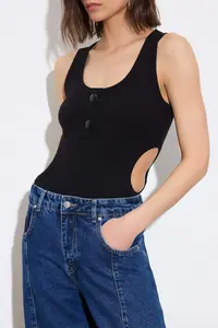 TRENDYOLMİLLA Limited Edition Black Fitted Cowl Neck snaps Ribbed Flexible Knitting Bodysuit .D.00014 - Image 3