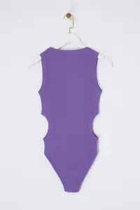 TRENDYOLMİLLA Limited Edition Purple Fitted Cowl Neck snaps Ribbed Flexible Knitting Bodysuit .D.00014 - Image 7
