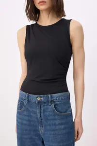 TRENDYOLMİLLA Black Plain Fitted Crew Neck Sleeveless snaps Flexible Knitting Bodysuit .D.00020 - Image 3