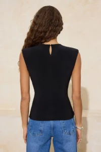 TRENDYOLMİLLA Black Fitted Sleeveless Flexible Knitting Blouse - Image 4