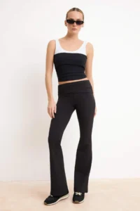 TRENDYOLMİLLA Black Color Blocky Fitted Cowl Neck Sleeveless Ribbed Flexible Knitting Blouse - Image 2