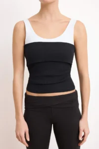 TRENDYOLMİLLA Black Color Blocky Fitted Cowl Neck Sleeveless Ribbed Flexible Knitting Blouse - Image 3