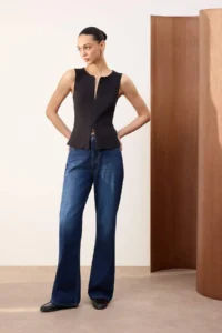 TRENDYOLMİLLA Wardrobe Essentials-Black Fitted Zippered Sleeveless interlock Knitting Blouse - Image 2