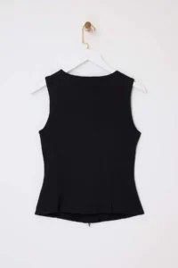 TRENDYOLMİLLA Wardrobe Essentials-Black Fitted Zippered Sleeveless interlock Knitting Blouse - Image 6