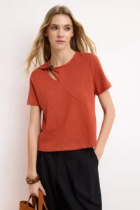 TRENDYOLMİLLA Brick Rejection Regular/Normal Pattern Accessory Detailed Knitwear look Knitting Blouse - Image 2