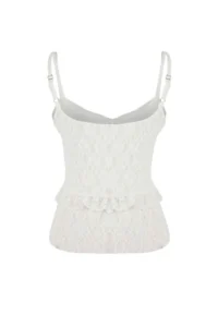 TRENDYOLMİLLA Teen Ecru Fitted/Body-Setting V-neck Sleeveless with flywheel/Frilly Lace Knitting Blouse - Image 7