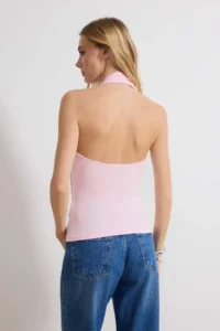 TRENDYOLMİLLA Pink Fitted Off-Shoulder Neck Sleeveless Soft Knitting Blouse - Image 4