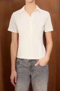 TRENDYOLMİLLA Wardrobe Essentials-Ecru Regular/Normal Pattern Sewing Detailed 100% Cotton Knitting Blouse - Image 3