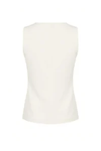 TRENDYOLMİLLA Ecru peplum V-neck Sleeveless interlock Knitting Blouse - Image 6