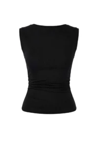 TRENDYOLMİLLA Black Fitted Boat Neck Sleeveless Soft Knitting Blouse - Image 5