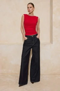 TRENDYOLMİLLA Rejection Fitted Boat Neck Sleeveless Soft Knitting Blouse - Image 2