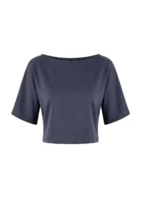 TRENDYOLMİLLA Anthracite relaxed Boat Neck Bat Arm Truvakar Crop Soft Touch Knitting Blouse - Image 5