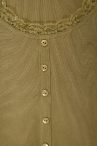 TRENDYOLMİLLA Khaki Fitted Cowl Neck Lace Detailed Ribbed Flexible Knitting Blouse - Image 7