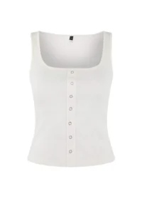 TRENDYOLMİLLA Wardrobe Essentials-Ecru Fitted Cowl Neck snaps Flexible Knitting Blouse
