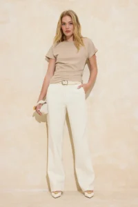 TRENDYOLMİLLA Stone Fitted Boat Neck Drop Sleeve Short Sleeve Scuba Crepe Knitting Blouse - Image 2