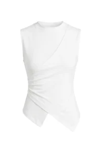 TRENDYOLMİLLA Ecru Fitted Sleeveless Asymmetric Cotton Flexible Knitting Blouse - Image 5