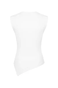 TRENDYOLMİLLA Ecru Fitted Sleeveless Asymmetric Cotton Flexible Knitting Blouse - Image 7