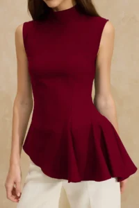 TRENDYOLMİLLA Burgundy Asymmetric Godeli Dog collar Weaving Blouse - Image 7