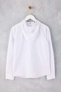 TRENDYOLMİLLA Black-White Striped Scarf Detailed Weaving Blouse - Image 5