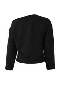 TRENDYOLMİLLA Black Boat Neck Narrow Pattern Crepe Weaving Blouse - Image 6