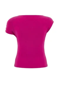 TRENDYOLMİLLA Fuchsia Fitted Asymmetric Collar Accessory Detailed Flexible Knitting Blouse - Image 6