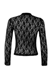 TRENDYOLMİLLA Black Fitted Dog collar Long Sleeve Lace Knitting Blouse - Image 6