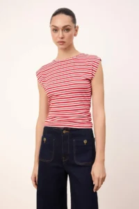 TRENDYOLMİLLA Wardrobe Essentials-Multicolored Striped Fitted Soft Knitting Blouse
